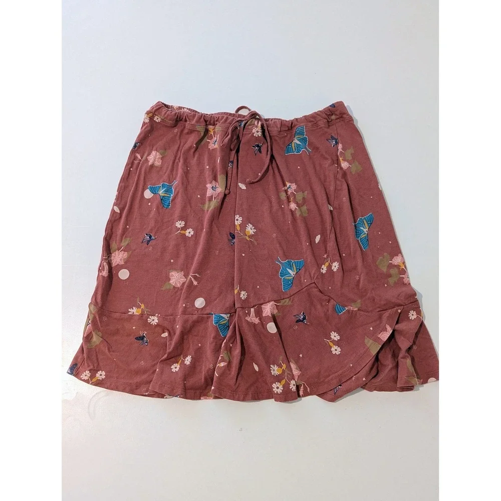Patagonia Alpine Valley Skirt Night Pollinators Red Size M Drawstring Waist